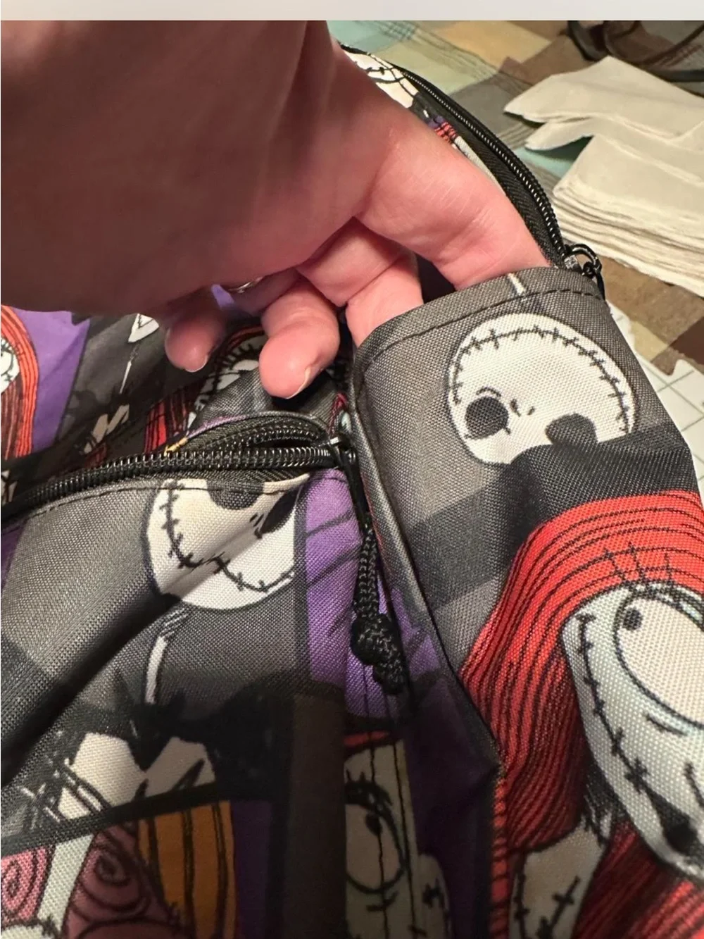 The Nightmare Before Christmas Black & Purple Character Graphic Backpack